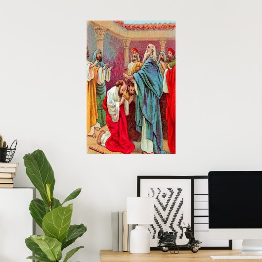 使徒13:1-3バルナバとサウルがポスターを送り出した ポスター (ホームオフィス)