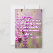 使徒17:28 KJV聖書の詩の写真の挨拶 カード (正面)