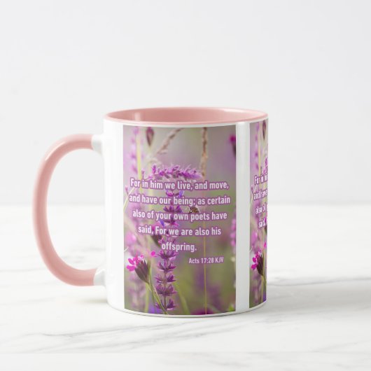 使徒17:28 KJV聖書の詩Pic 2トーン マグカップ (左)