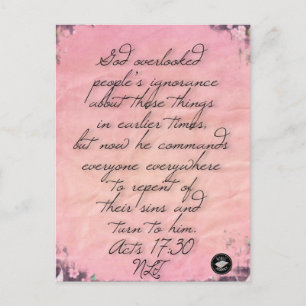 使徒17:30聖書の詩のメモリーカード – はがき