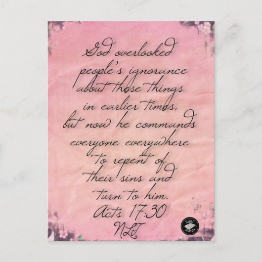 使徒17:30聖書の詩のメモリーカード – はがき (正面)