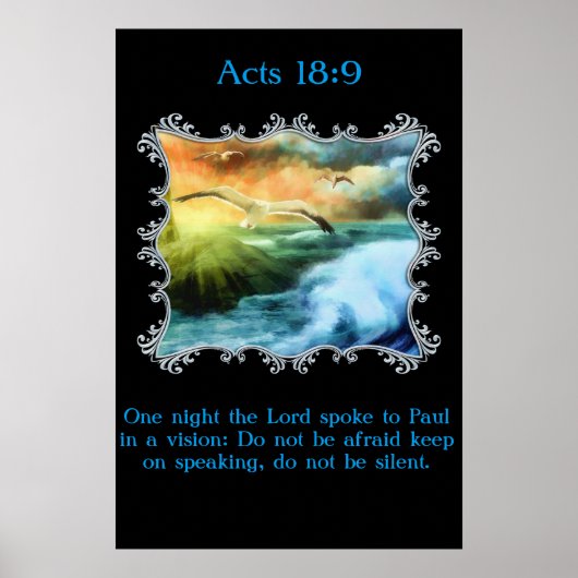 使徒18:9外海の上飛んでいるでカモメと共に ポスター (正面)