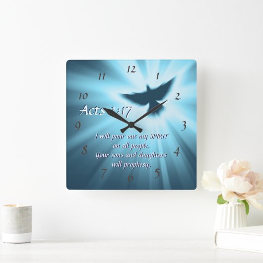 使徒2:17わたしは自分の霊を注ぎ出す スクエア壁時計 (ホーム)