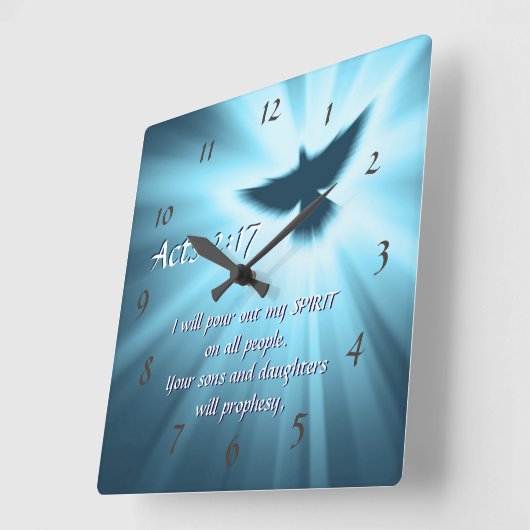 使徒2:17わたしは自分の霊を注ぎ出す スクエア壁時計 (傾斜)