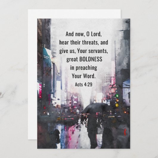 使徒4:29主の大胆さ与えバイブルのフラットカード (正面/裏面)