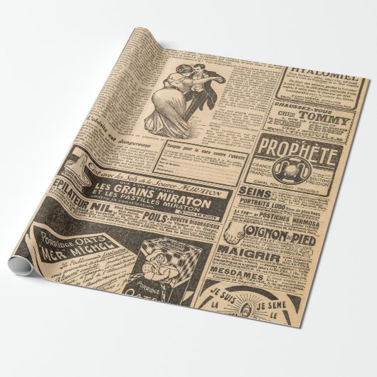 使用された紙の背景。viの古い新聞ページ ラッピングペーパー (アンロールド)