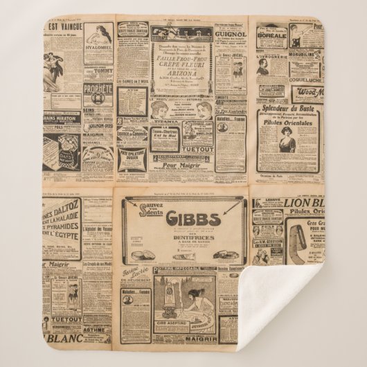 使用された紙の背景。vinの古い新聞のページ シェルパブランケット (正面)