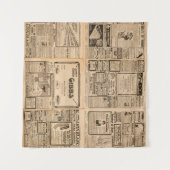 使用された紙の背景。vinの古い新聞のページ タペストリー (正面(横))