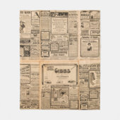 使用された紙の背景。vinの古い新聞のページ フリースブランケット (正面)