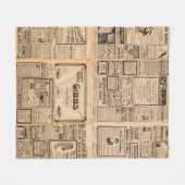 使用された紙の背景。vinの古い新聞のページ フリースブランケット (正面(横))