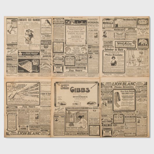 使用された紙の背景。vinの古い新聞のページ ラッピングペーパー (フラット)