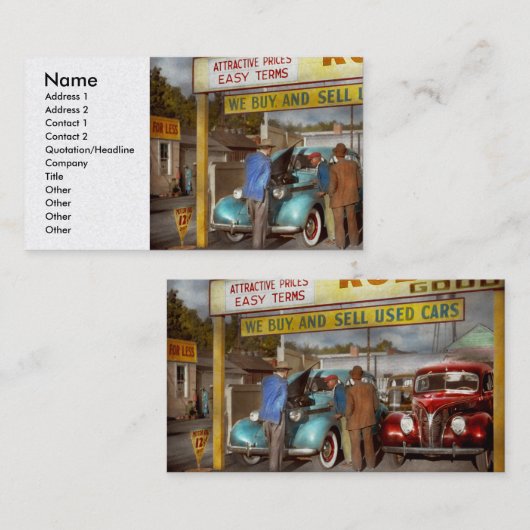 使用される車-売込み口上1939年 名刺 (正面/裏面)