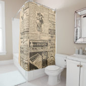 使用した紙の背景。vi付きの古い新聞ページ シャワーカーテン (インサイチュ)