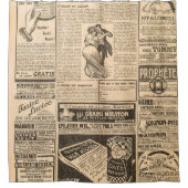 使用した紙の背景。vi付きの古い新聞ページ シャワーカーテン (正面)