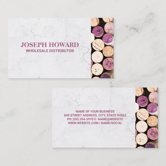 使用ワインコルク | 上面ビュー 名刺 (正面/裏面)