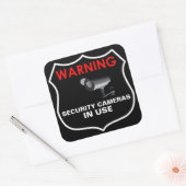 使用中警告の防犯カメラのステッカー スクエアシール (封筒)