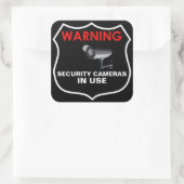 使用中警告の防犯カメラのステッカー スクエアシール (バッグ)