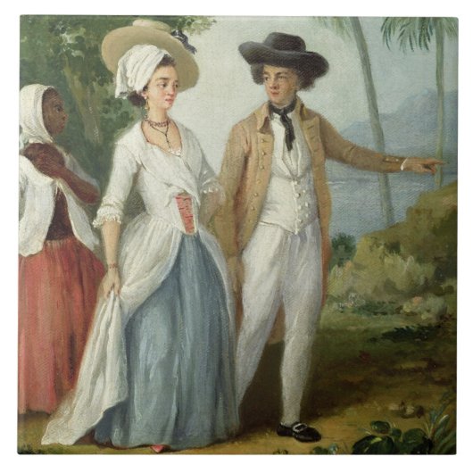 使用人によって出席されるプランターおよび彼の妻c.1 タイル (正面)