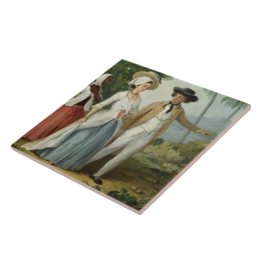 使用人によって出席されるプランターおよび彼の妻c.1 タイル (側面)