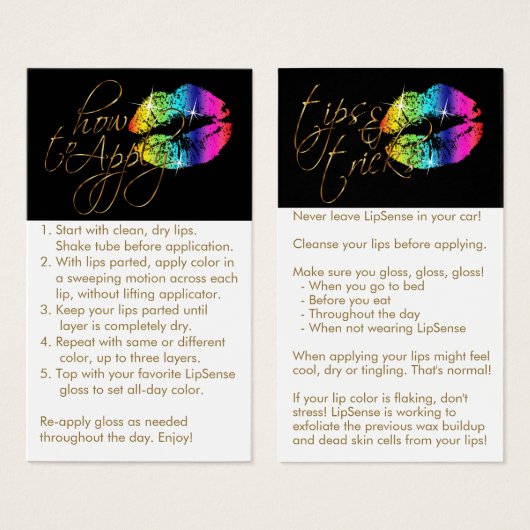 使用方法とヒント – Rainbow Lips (正面&裏面)