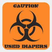 使用済みおむつ生物学的災害［有害物質］四角オレンジ スクエアシール (正面)