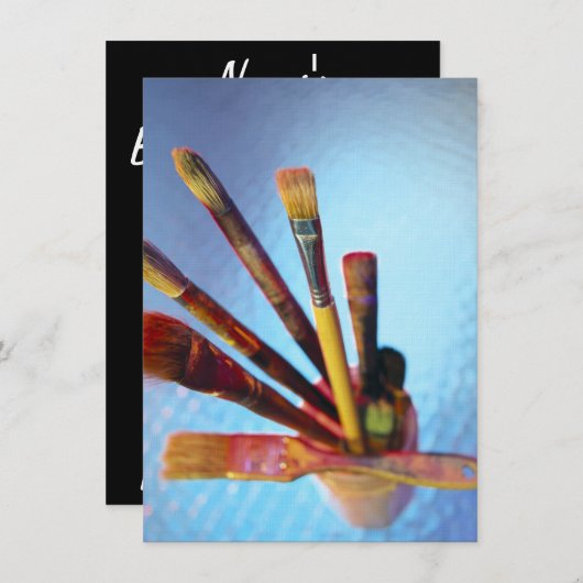 使用済みブラシの絵を描束数 招待状 (正面/裏面)