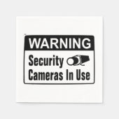 使用警告中のセキュリティカメラ紙ナプキンス スタンダードカクテルナプキン (正面)
