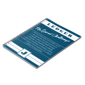 使用費の制限なし元帳の青と白イニシャル ノートブック (左側)