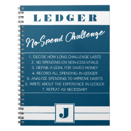 使用費の制限なし元帳の青と白イニシャル ノートブック