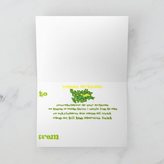 例えばDJの漫画のバースデー・カードに印を付けて下さい カード (内部)