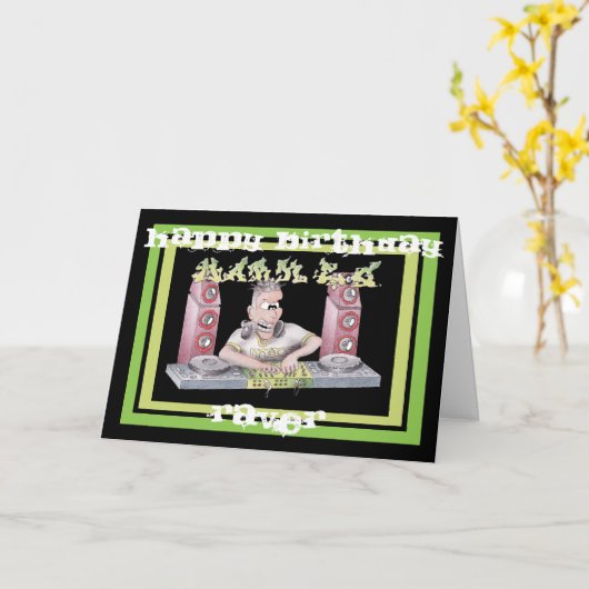 例えばDJの漫画のバースデー・カードに印を付けて下さい カード (黄色い花)