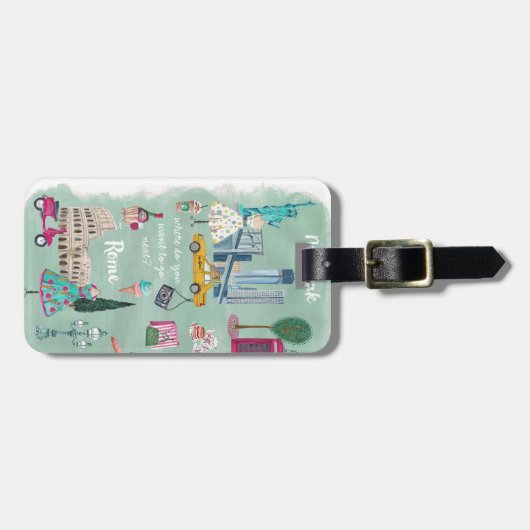 例示的な旅行都市の地図 |荷物タグ ラゲッジタグ (正面横)