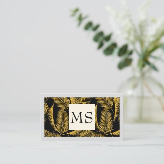 例示的な金ゴールドヤシの葉 名刺 (スタンド正面)