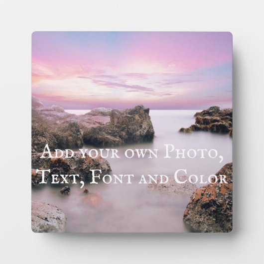 例：自分の写真、文字、フォント、色を追加する フォトプラーク (正面)