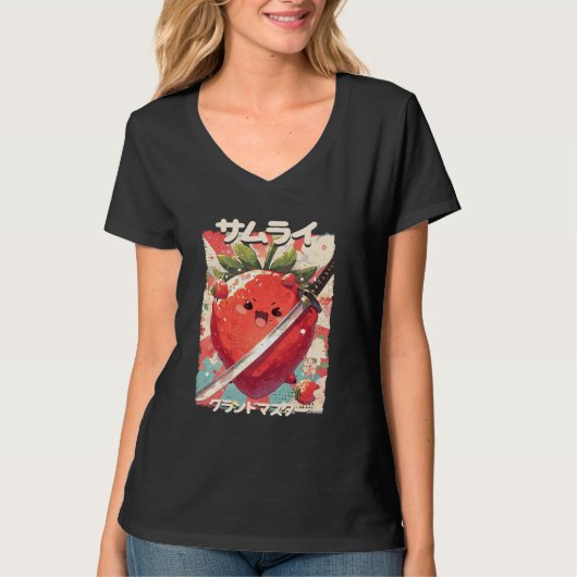 侍いちご戦士の旧浮世絵画感覚 Tシャツ (正面)