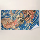 侍がサラマンダーと戦う ビーチタオル (正面)