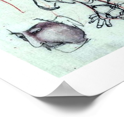 侍が酒を飲む浮世絵 ポスター (角)