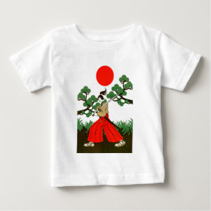侍と刀と松と日の丸(Samurai sword and pine and Japanese flag ベビーTシャツ