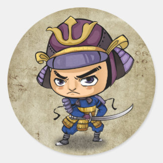 侍と忍者シール – 光秀 ラウンドシール