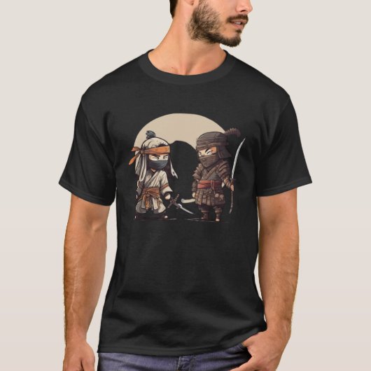 侍と忍者武士道日本のM Tシャツ (正面)