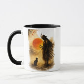 侍と黒猫のコーヒー マグカップ (左)