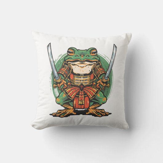 侍のカエル戦士 スロー枕 クッション (正面)