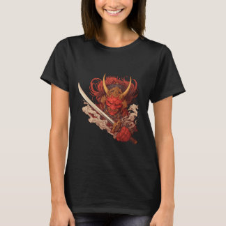 侍の仮面 恐ろしい精神戦士の悪魔 Tシャツ