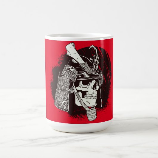 侍の兜を被ったドクロ コーヒーマグカップ (中央)