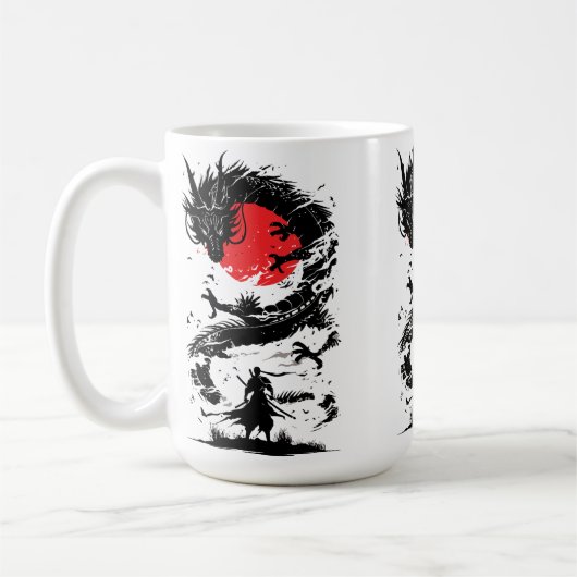 侍の戦士と竜の戦い コーヒーマグカップ (左)