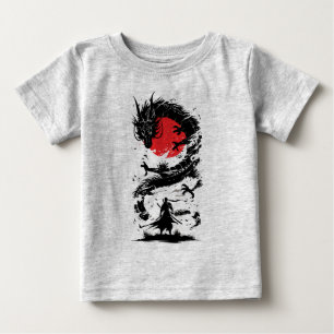 侍の戦士と竜の戦い ベビーTシャツ