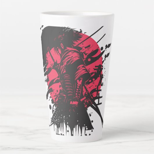 侍の武士マグカップ - 武士道コードデザイン カフェラテマグ (正面)