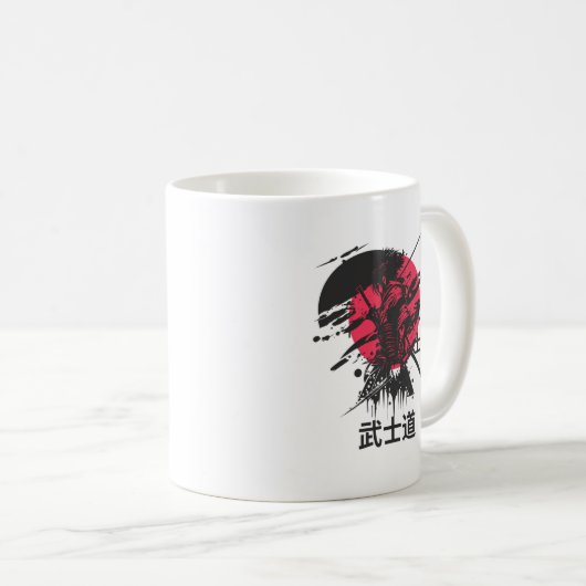 侍の武士マグカップ – 武士道コードデザイン コーヒーマグカップ (正面右)