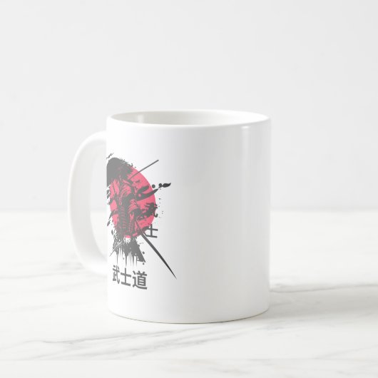 侍の武士マグカップ – 武士道コードデザイン コーヒーマグカップ (正面左)