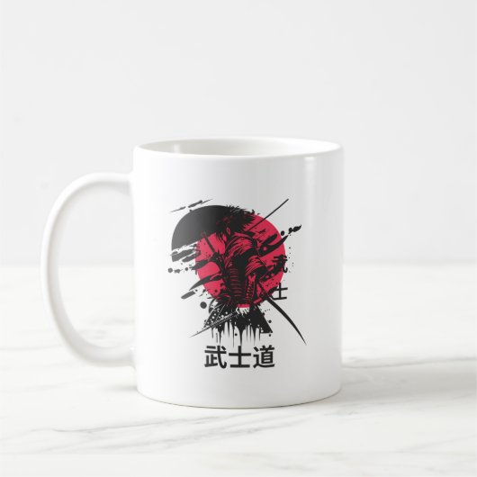 侍の武士マグカップ – 武士道コードデザイン コーヒーマグカップ (左)